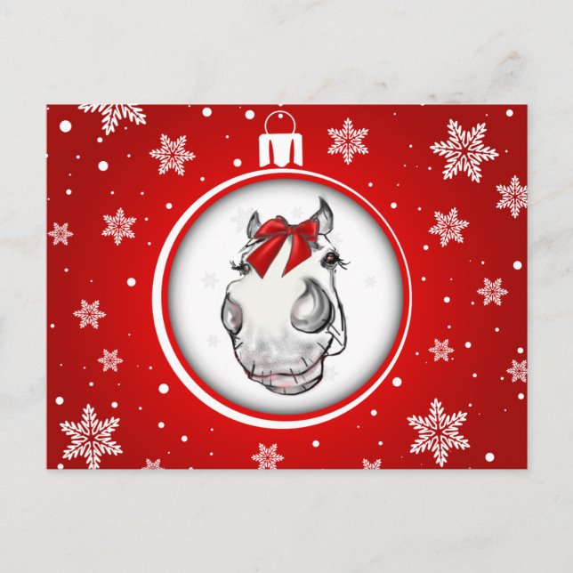 Original Art Niedlich Pony Weihnachtspostkarte Postkarte (Vorderseite)