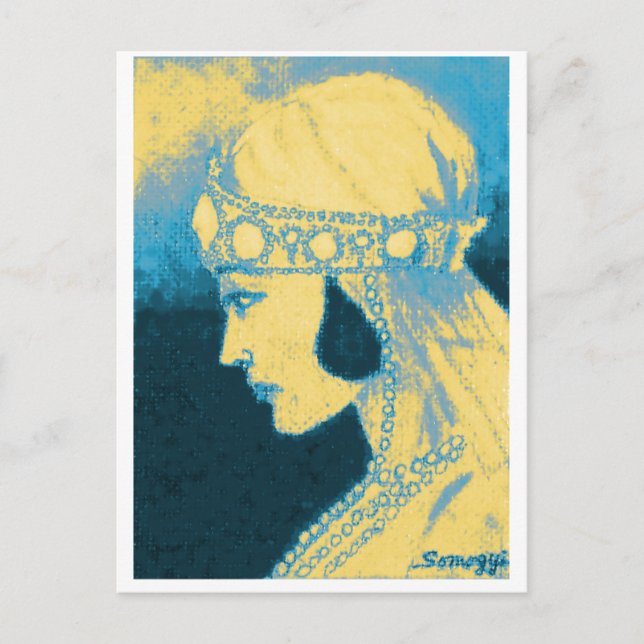 Original Art Postcard - Bride/Blue & Yellow der 20 Postkarte (Vorderseite)