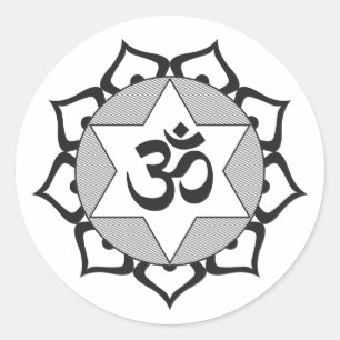 Original Black Yoga OM Symbol Runder Aufkleber