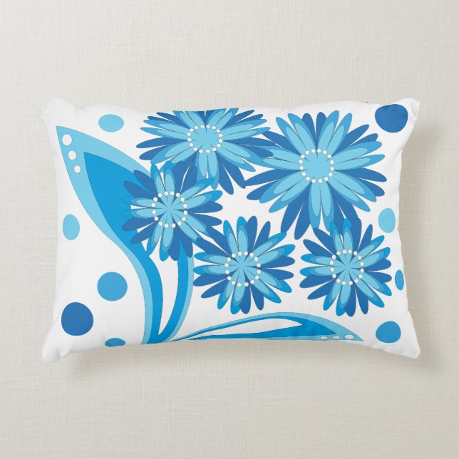 Original blaue Blumen Dekokissen (Vorderseite)