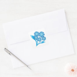 Original blaue Blumen Quadratischer Aufkleber