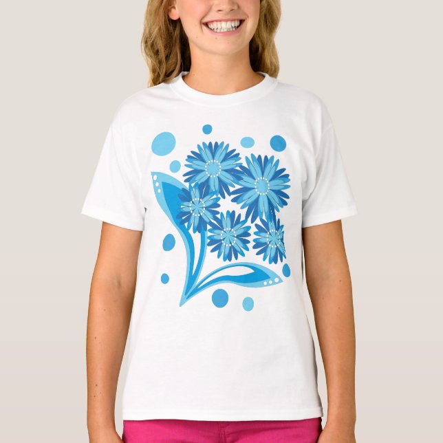 Original blaue Blumen T-Shirt (Vorderseite)
