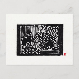 Original Cat Art Postcard Postkarte