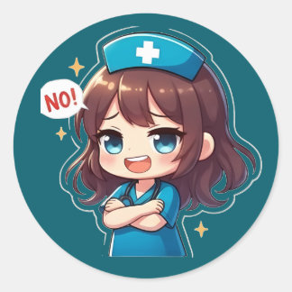 Original Chibi Krankenschwester - Freches Pflegerl Runder Aufkleber