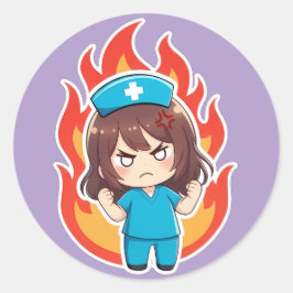 Original Chibi Nurse 3.0 - Angry Runder Aufkleber