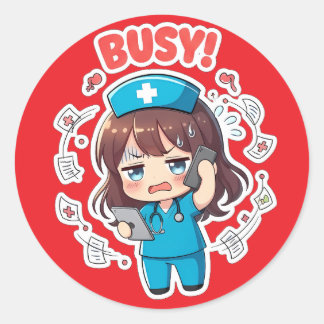 Original Chibi Nurse 3.0 - Busy Runder Aufkleber
