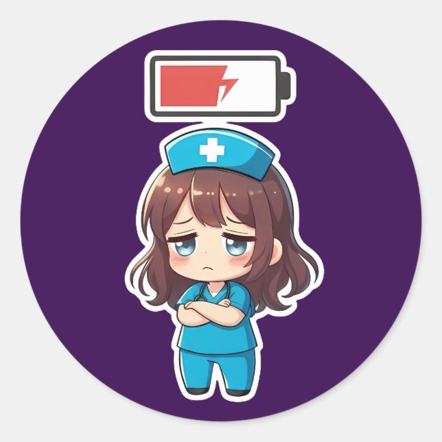 Original Chibi Nurse 3.0 - Powerless Runder Aufkleber (Vorderseite)