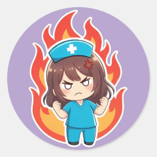 Original Chibi Nurse 3.0 - Verärgert Runder Aufkleber