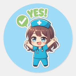 Original Chibi Nurse 3.0 - Yes Runder Aufkleber