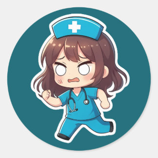 Original Chibi Nurse - The Hectic Shift Runder Aufkleber