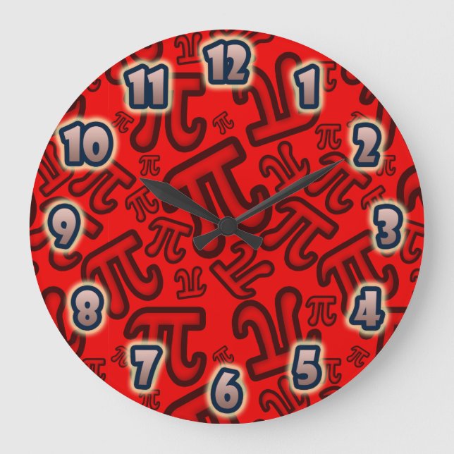 ORIGINAL Crazy Pi Numbers - Red CLOCK Große Wanduhr (Vorderseite)