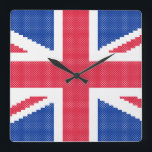 Original cross-stitch design Union Jack Quadratische Wanduhr<br><div class="desc">Original cross-stitch design Union Jack</div>
