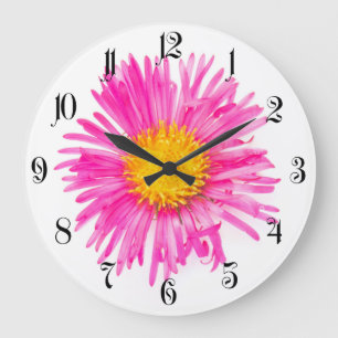 Original cute single PINK FLOWER blossom plant Große Wanduhr