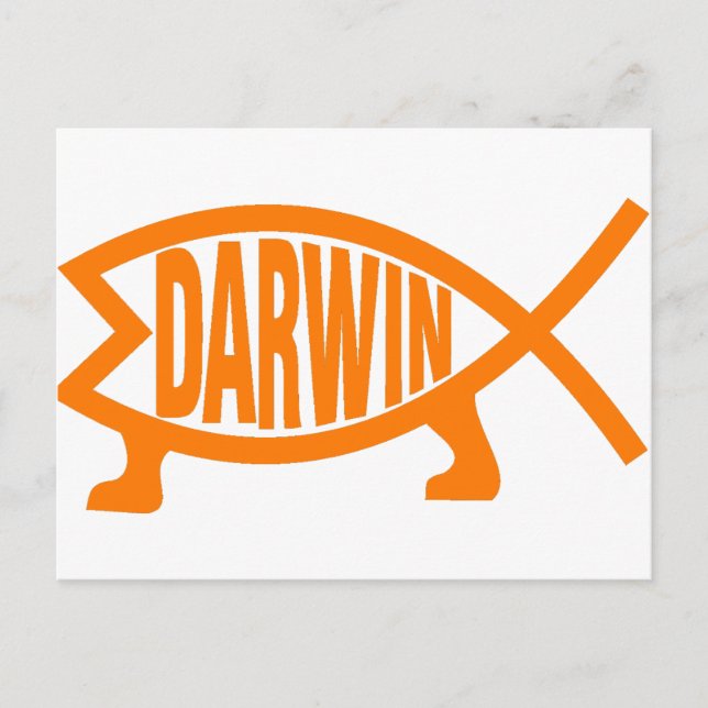 Original Darwin Fisch (Light Orange) Postkarte (Vorderseite)