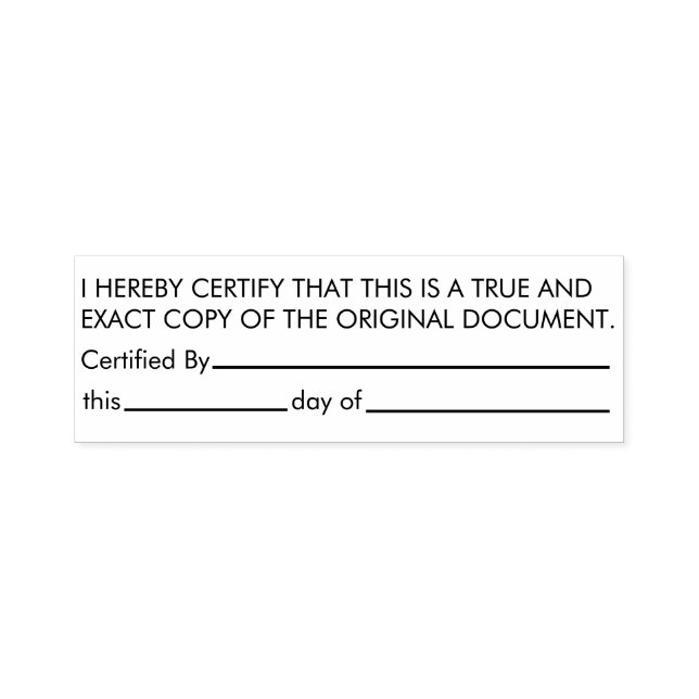 Original-Dokument für zertifizierte True Copy Permastempel (Design)