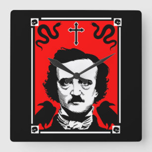 Original Edgar Allan Poe Quadratische Wanduhr