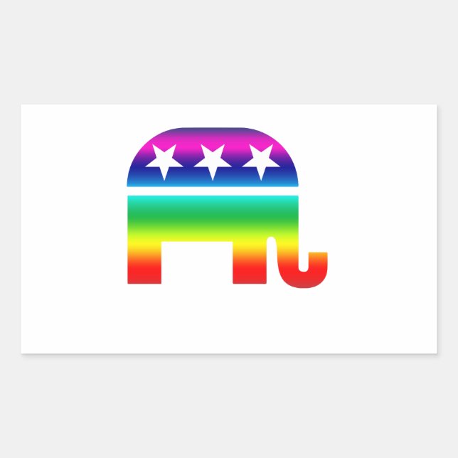 Original Elephant Rainbow Rechteckiger Aufkleber (Vorderseite)