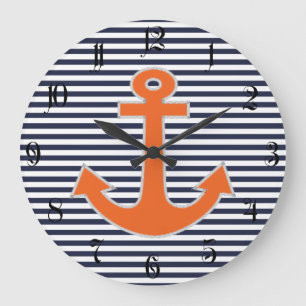 Original Embroidery Anchor Captain Nautical Große Wanduhr