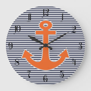 Original Embroidery Anchor Captain Nautical Große Wanduhr