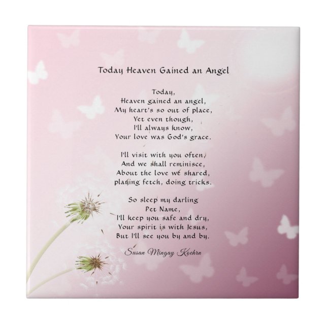 Original Erinnerungsgedicht Butterflies Memorial Fliese (Vorderseite)