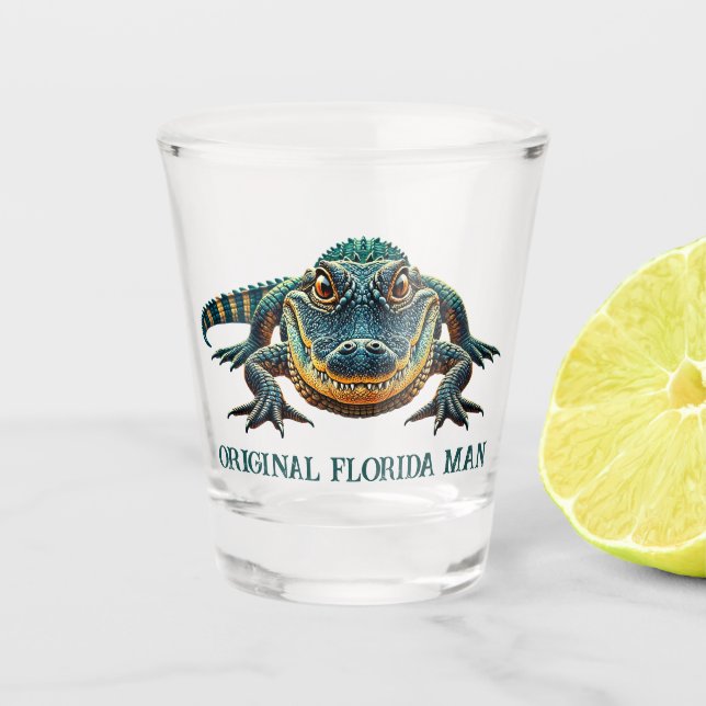 Original Florida Mann mit Alligator Schnapsglas (Vorderseite)