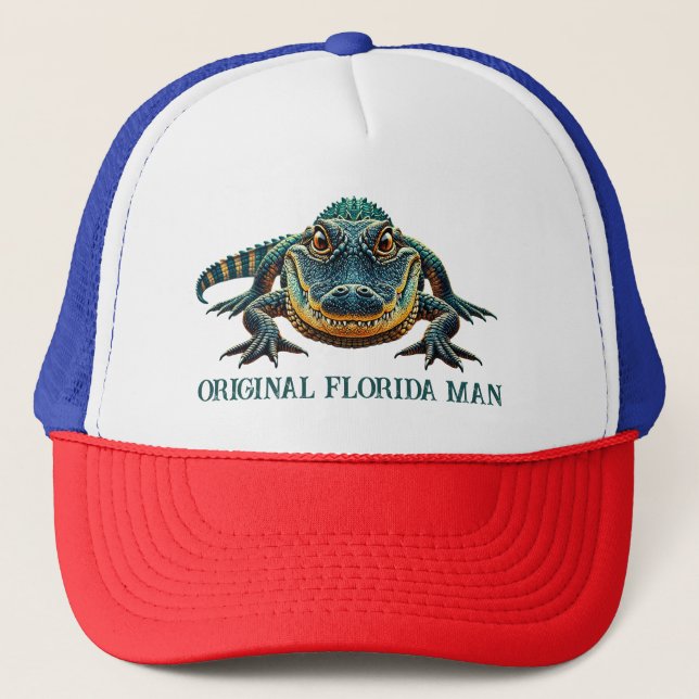 Original Florida Mann mit Alligator Truckerkappe (Vorderseite)