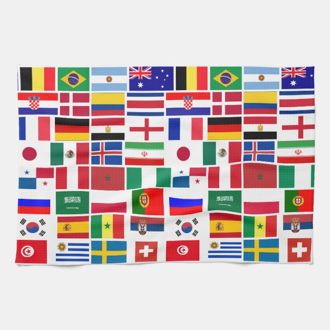 Original FOOTBALL SOCCER TEAM FLAGS 2018 Muster Geschirrtuch (Horizontal)
