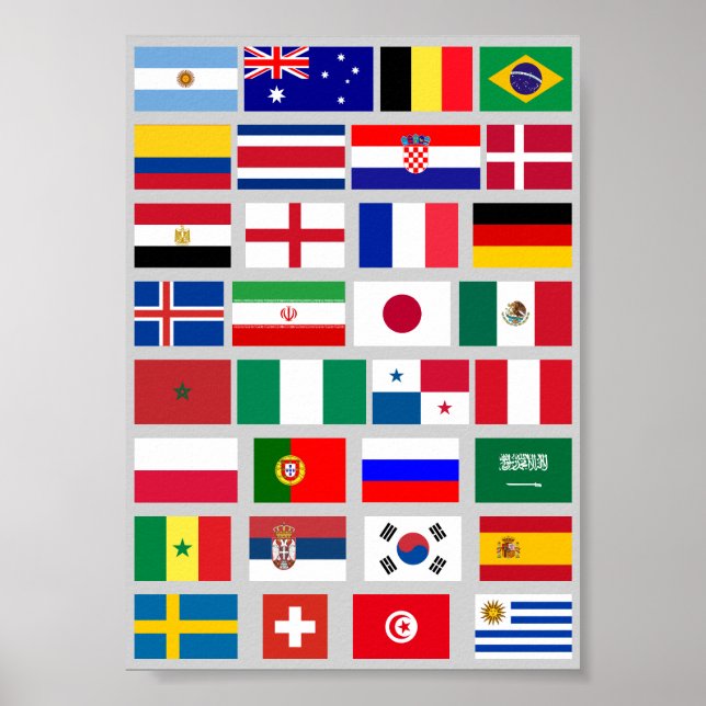 Original FOOTBALL SOCCER TEAM FLAGS 2018 Muster Poster (Vorne)