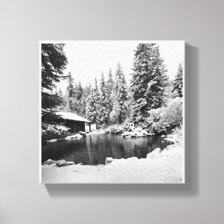 Original-Foto Schneeszene auf Leinwand gedruckt