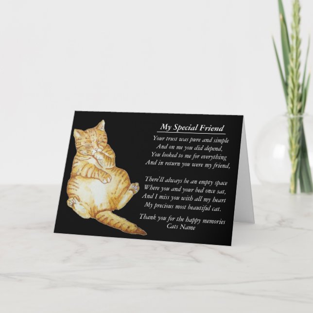 Original-Gedichtkarte für Katzen und Beileid Karte (Vorderseite)