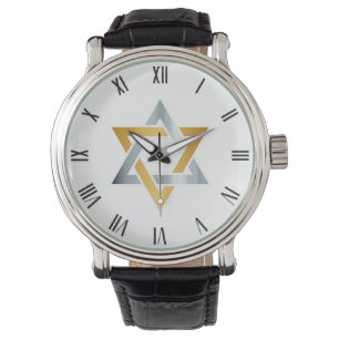 Original goldsilberne Star des David-Symbols Armbanduhr