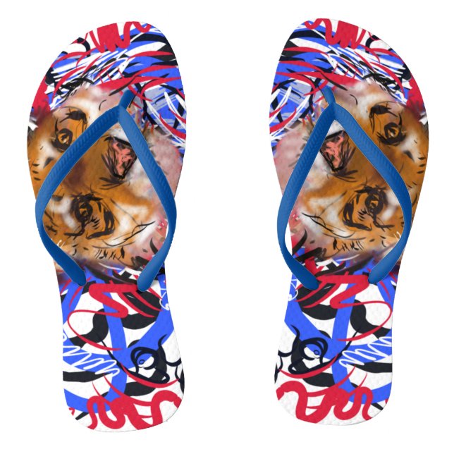 Original Graffiti Stil Tiger Chinesisch Jahr Zodia Flip Flops (Fußbett)