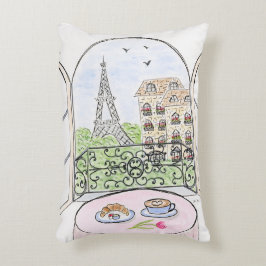 Original Hand gemalt Whimsical Paris Eiffel Tower Dekokissen