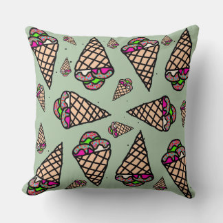 Original Hand zeichnend Kawaii Eiscreme grün Kissen