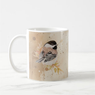 Original handgemaltes Wasserfarbenbild mit Meise Kaffeetasse