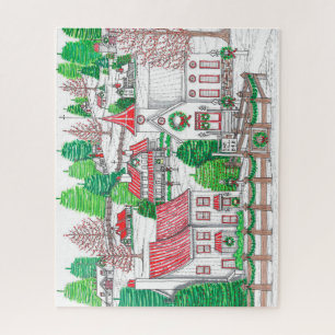 Original handgezeichnetes vintage Ferienpuzzle