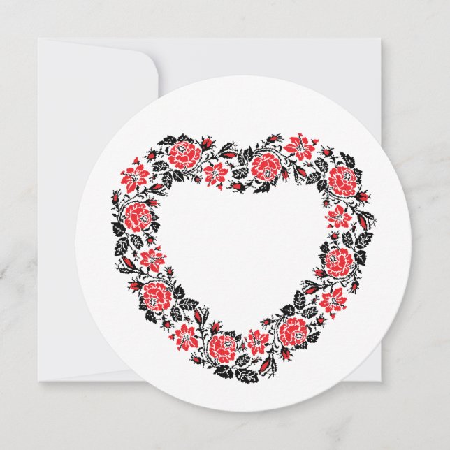 Original Heart of cross-stitch red rose flowers (Vorderseite)