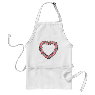 Original Heart of cross-stitch red rose flowers Schürze