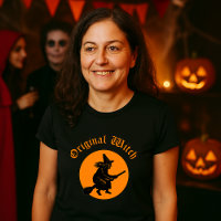Original Hexe Retro Holzschnitt Halloween