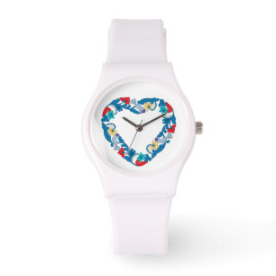 Original Hochzeit liebt Vögel im Herzen der Blume Armbanduhr