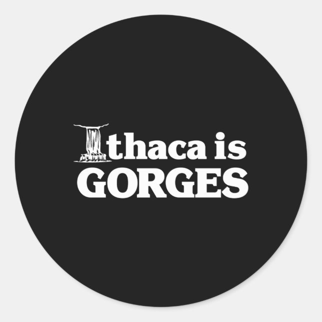 Original Ithaca ist Schluchten Runder Aufkleber (Vorderseite)