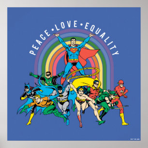 Original Justice League - Frieden, Liebe, Gleichhe Poster