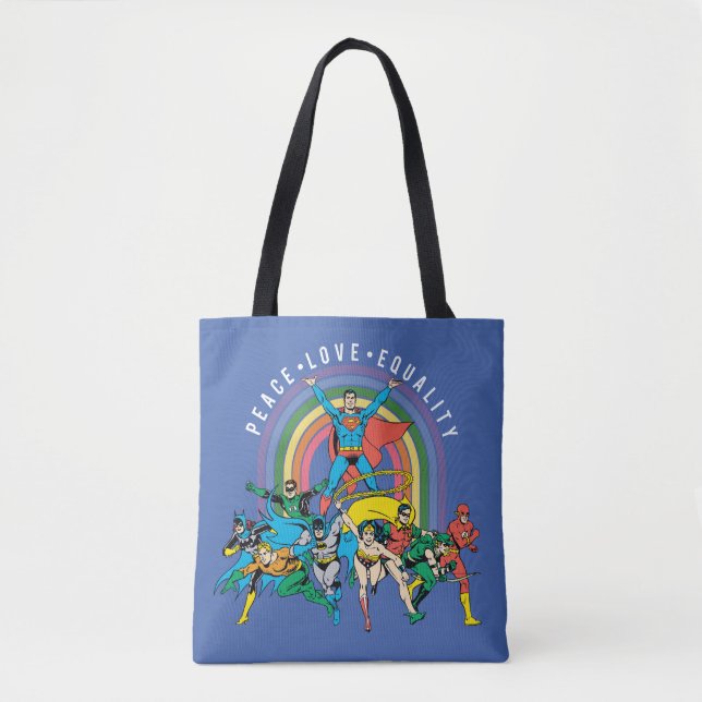 Original Justice League - Peace, Liebe, Gleichheit Tasche (Vorderseite)
