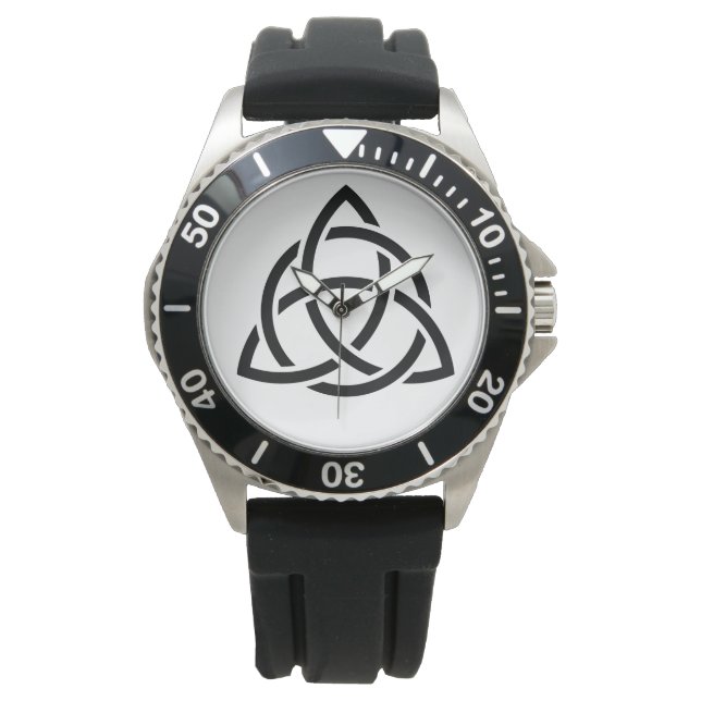 Original keltisches Triquetra Knot schwarze Ikone Armbanduhr (Vorderseite)