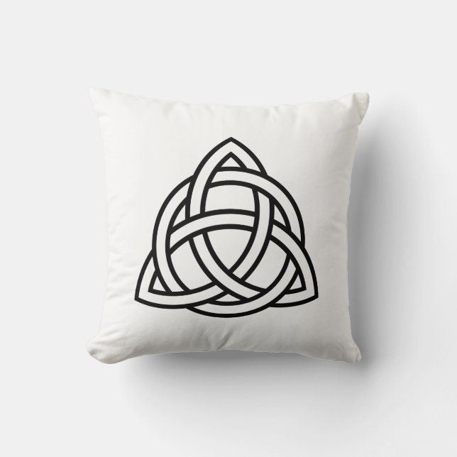Original keltisches Triquetra Knot schwarze Ikone Kissen (Vorderseite)