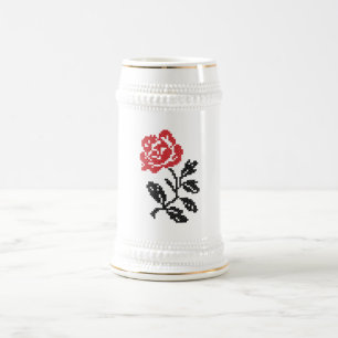 Original Kreuzstich-Blume ROTE ROSE Bierglas