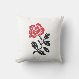 Original Kreuzstich-Blume ROTE ROSE Kissen