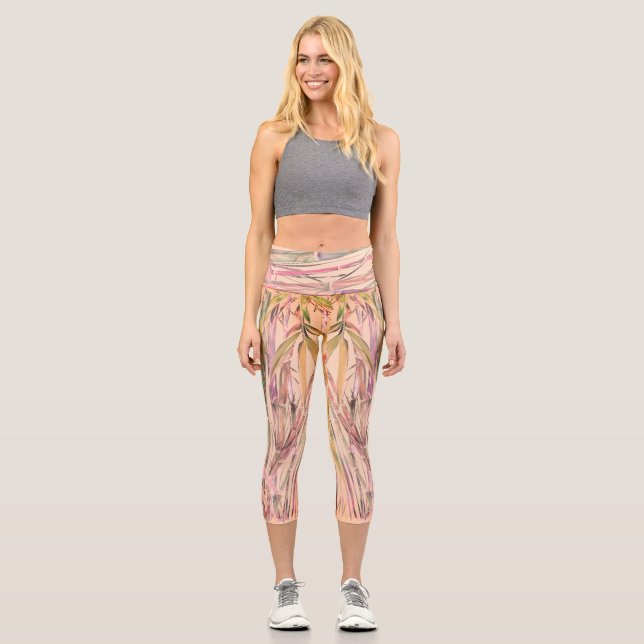 Original Kunst Digitale Wasserfarbe Bamboo Capri L Leggings (Vorderseite)