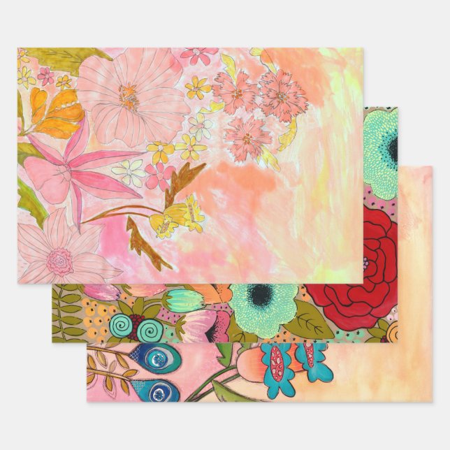 Original Kunst Künstler Gemälde Verpackung Collage Geschenkpapier Set (Set)