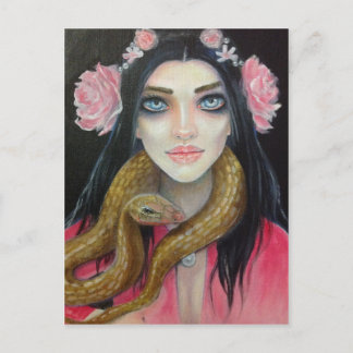 Original-Kunstmalerei eines Mädchens und ihrer Sch Postkarte